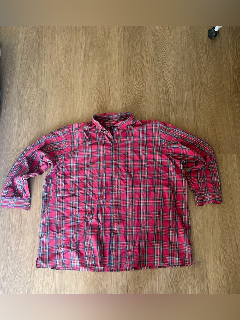 Harbor Bay Men's 4XLT Big & Tall Red Green Blue Plaid Long Sleeve Button-Up